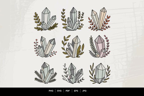 Crafting with Crystal Cluster Floral SVG Bundle