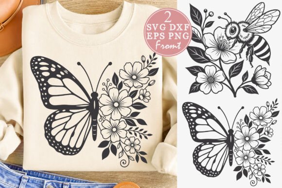 Floral Butterfly SVG, Honey Bee Floral Review