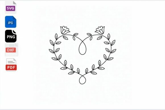 Floral Heart SVG Clipart Outline Review