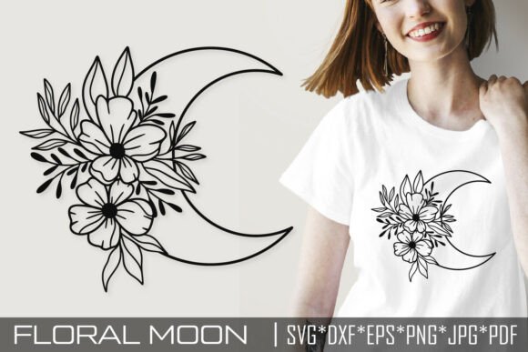 Floral Moon SVG Boho Celestial Design Review