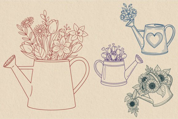 Floral Watering Can Line Art Garden SVG Review