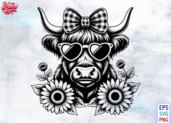 Highland Cow Heart Sunglasses Floral SVG Review