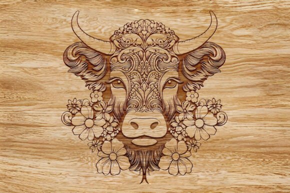 Highland Cow SVG, Floral Cow PNG, Spring Review