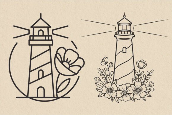 Minimal Floral Lighthouse Line Art SVG Review