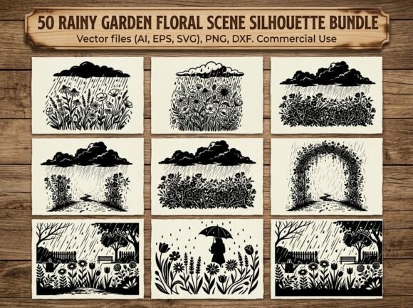 Rainy Garden Floral Scene Silhouette Review