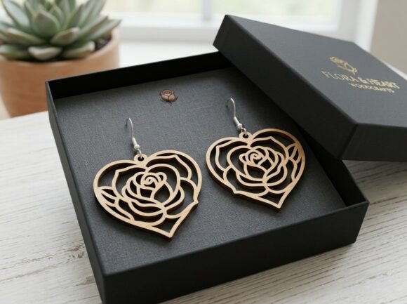 Rose Heart Laser Cut Earring Design Review